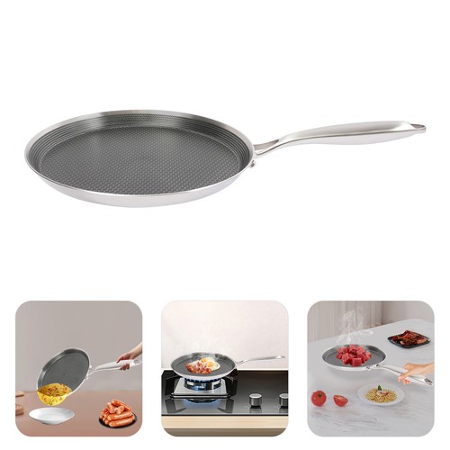 Stainless steel crepe pan with - stainless,