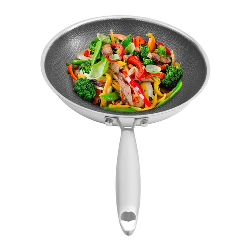 Stainless steel honeycomb wok - stainless,