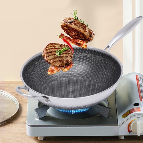Stainless steel wok pan - 12",