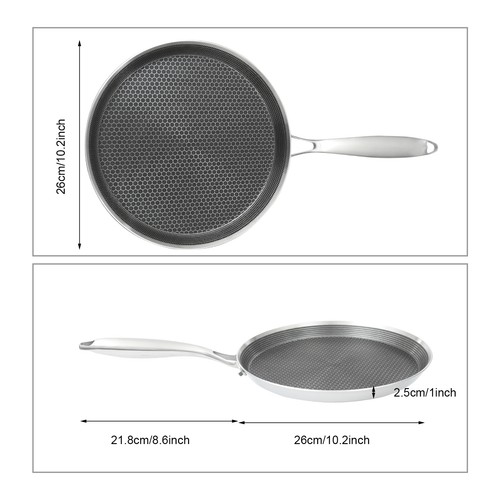 26cm stainless steel crepe pan - stainless,