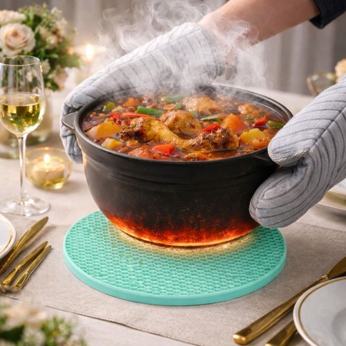 Heat resistant silicone trivet - heat,