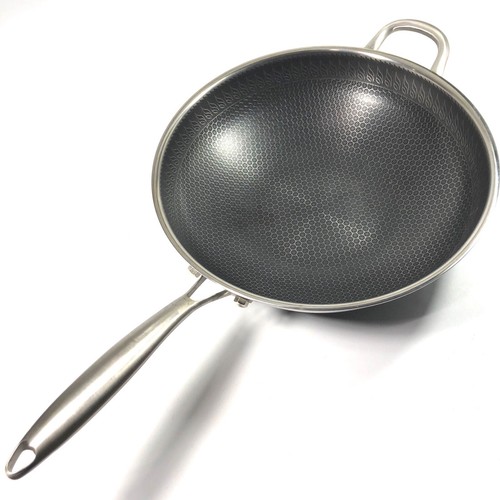 Stainless steel honeycomb wok - stainless,